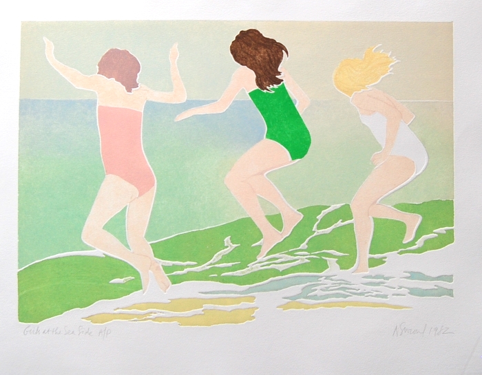 Print of Girls at the Seaside