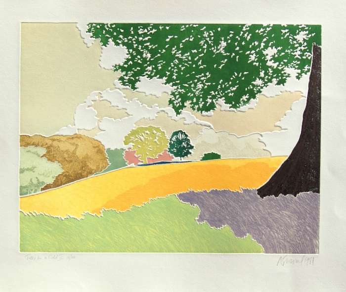 Print of Trees in a Field II